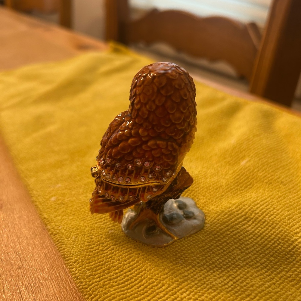 Jere Luxury Giftware Bejeweled MR WHOO Barn Owl Trinket Box - Picture 4 of 9